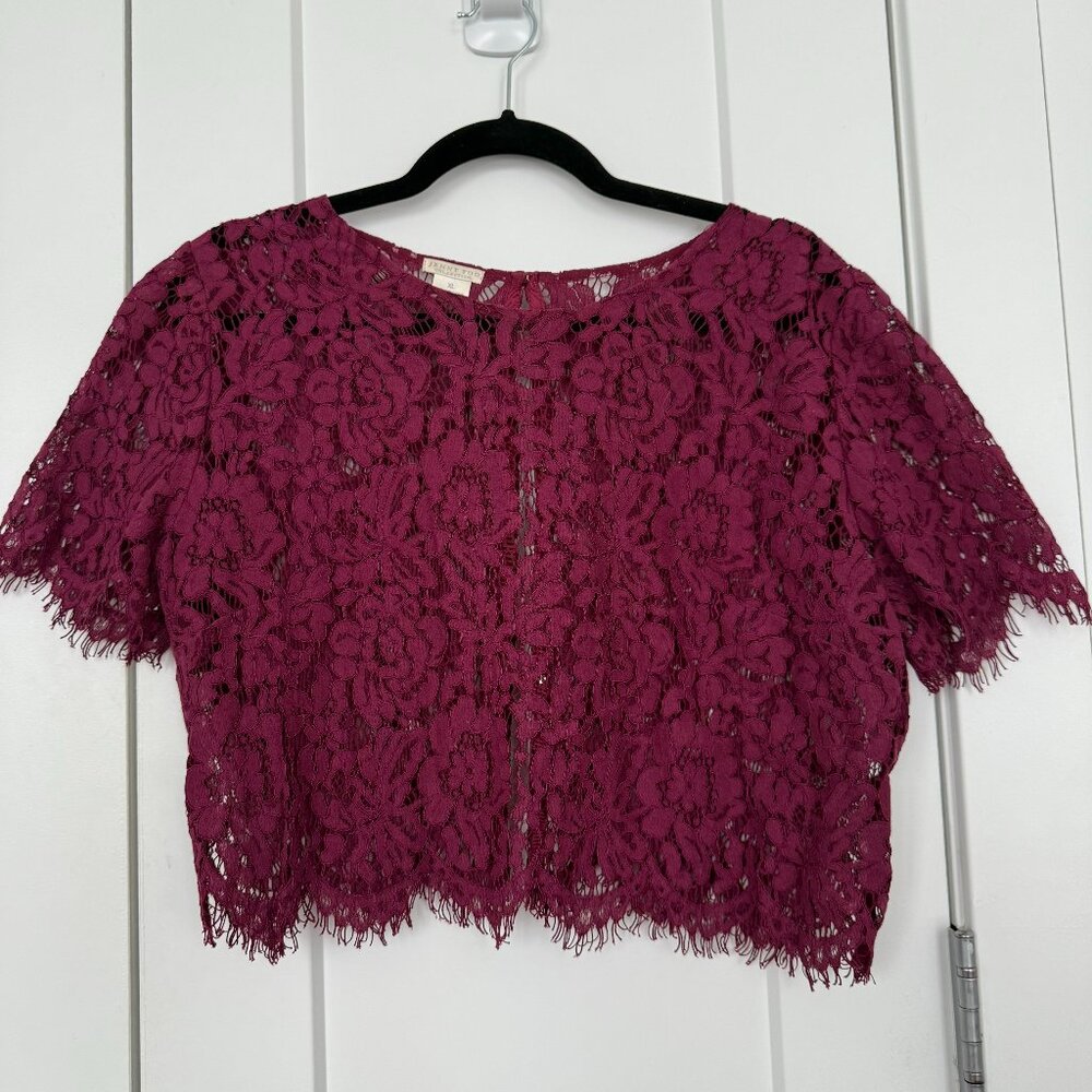 Jenny Yoo Lace Kenzie Topper (Black Cherry, XL)